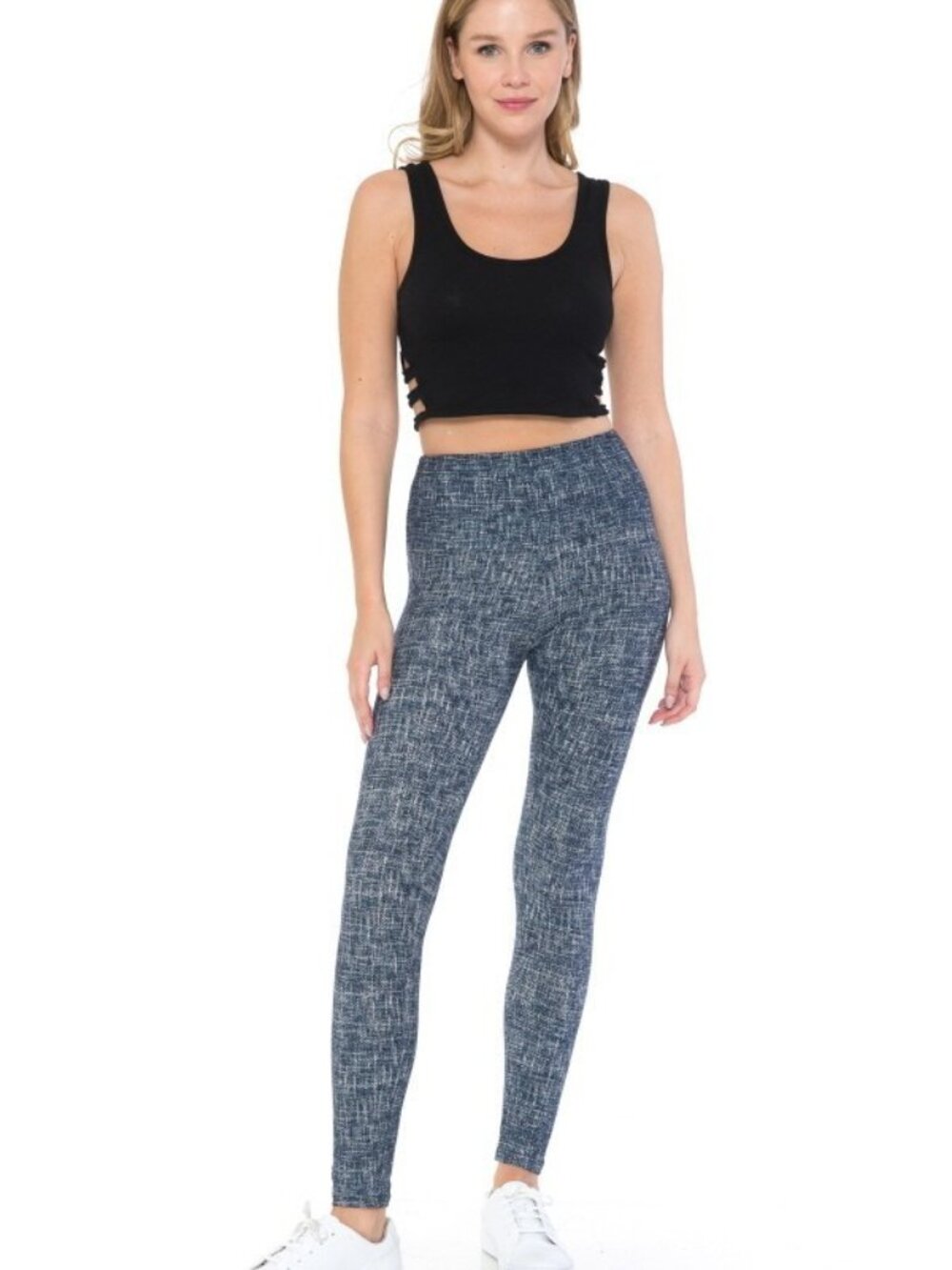 Leggings Depot Women’s Supper Soft Blue and White Leggings One Size Regular